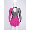thumbnail image 6 of Aislor Kids Rhinestones Ice Skating Girls Mesh Spliced Long Sleeve Skirts Dance Dress, 6 of 7