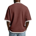 thumbnail image 4 of Havenx Short Sleeve Waffle Shirts for Men 1/4 Zip Textured Knit T Shirts with Zipper Pockets Waffle Knit Contrast Color Shirt Big and Tall Athletic Workout Tops,Wine 3XL, 4 of 6