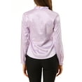 thumbnail image 4 of INSPIRE CHIC Women's Irregular Dotted Work Long Sleeve Tie Neck Blouse M Purple, 4 of 7