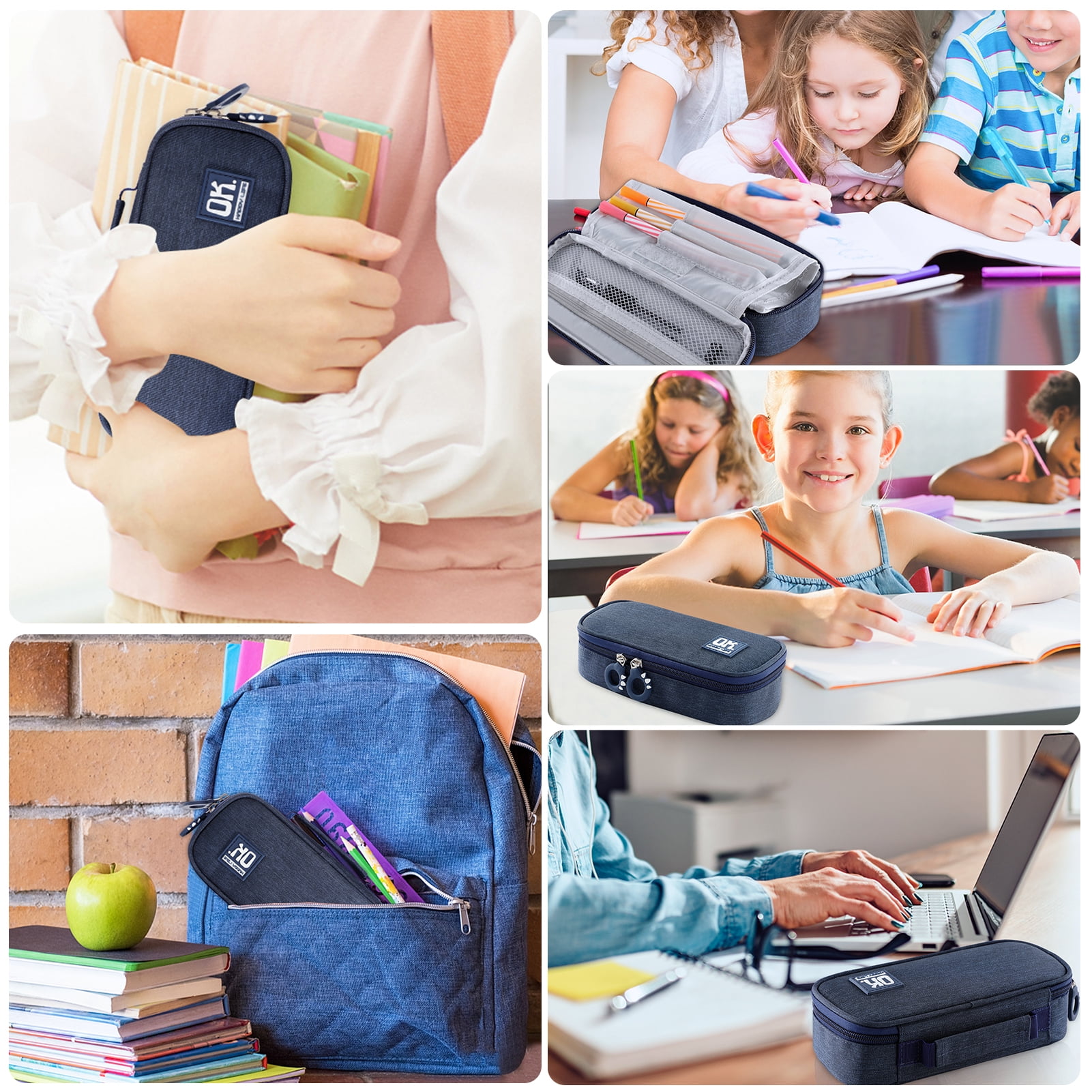Emelivor Dolphins Pencil Case Big Capacity Pencil Pouch Pencil Bags with  Zipper Pencil Box for Girls Teens Kids Boys Adults Students Office School