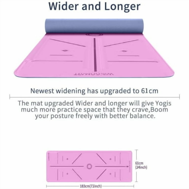 WINGOMART Yoga Mat with Alignment Lines TPE Two Sides Anti-Tear