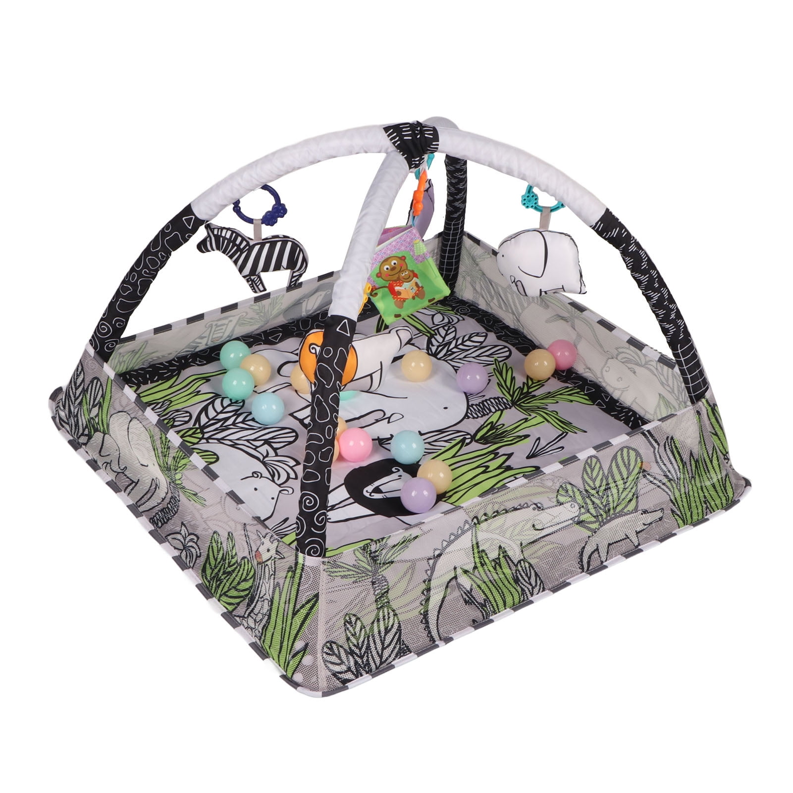 Portable Square Comfortable Kid Play Mat Cozy Kid Gym Play Mat Wild Prairie Pattern Safe Kid Play Mat Kid Activity Gym for Home Floor
