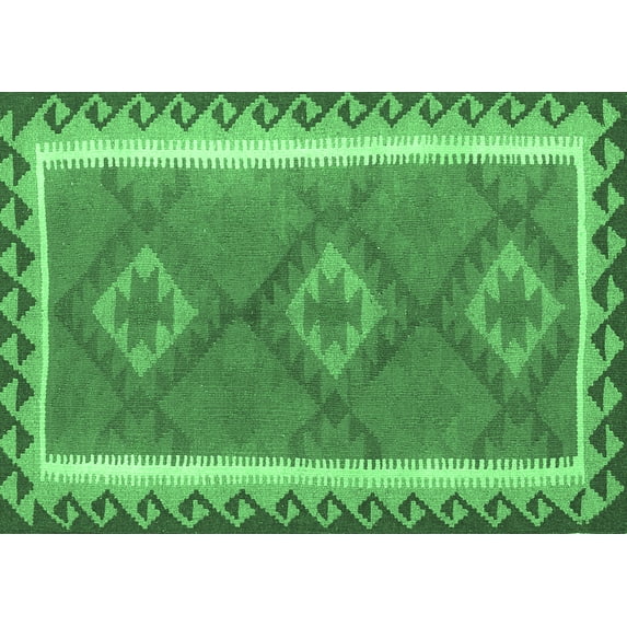 Ahgly Company Indoor Rectangle Oriental Emerald Green Traditional Area Rugs, 6' x 9'