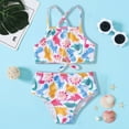 thumbnail image 2 of Gerichy Toddler Girl Swimsuit,Girls Bathing Suit Summer Kids Baby Girls Bow Floral Print Vest Swimwear Swimsuit Bikini Outfits, 2 of 8