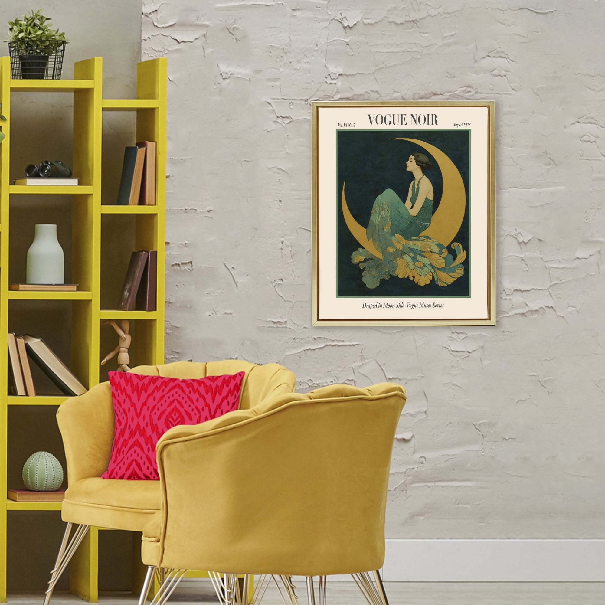 Stupell Industries Draped In Moon Silk Gold Framed Floater Canvas Wall Art, design by A Barefoot Stylist