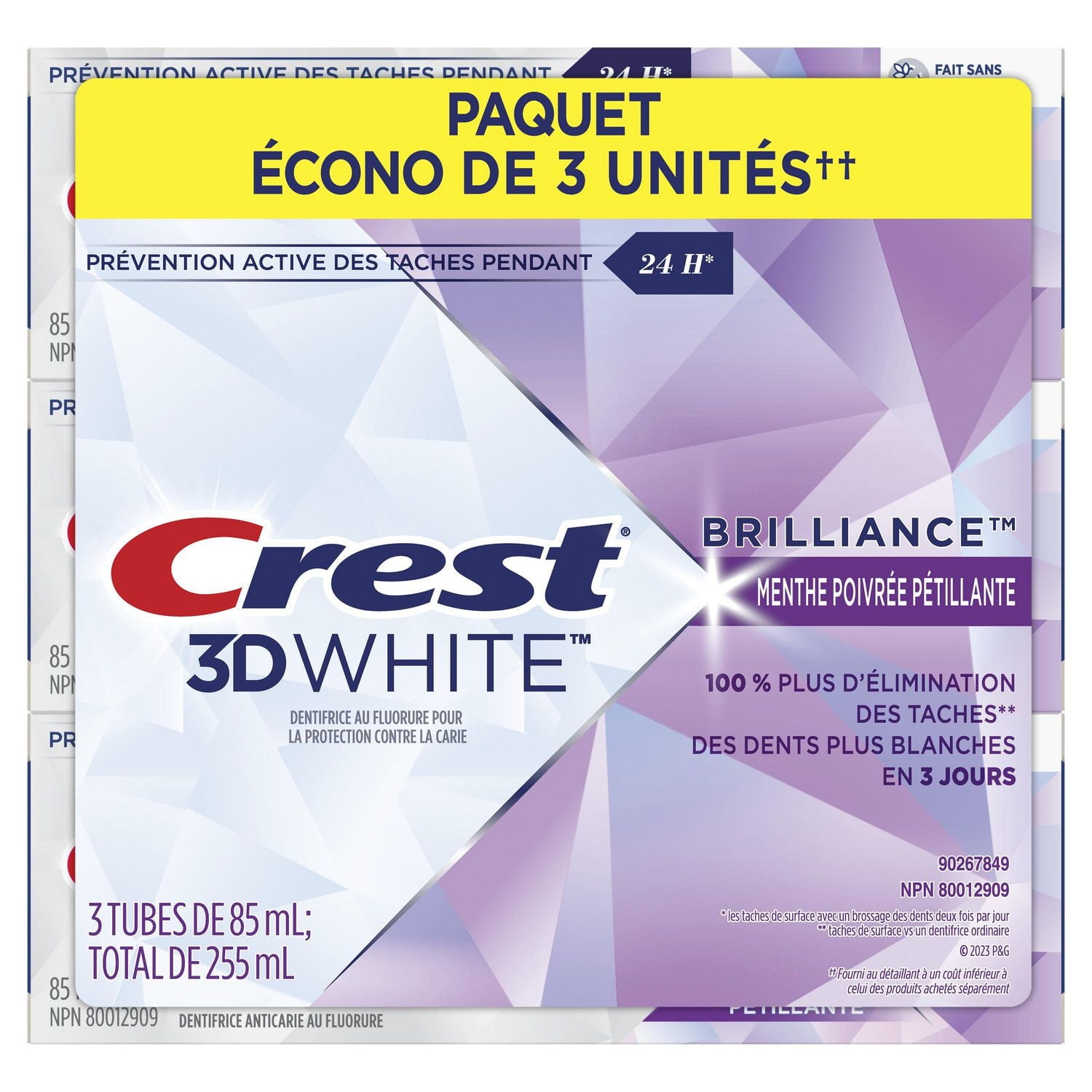 Dentifrice blanchissant Crest 3D White Brilliance, Menthe poivrée pétillante