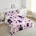thumbnail image 3 of jejeloiu Kawaii Ghost King Size Comforter Sets,Spooky Castle Bats Bedding Comforter Set,Halloween Spider Webs Bedding Set,Microfiber Bedroom Decor Reversible,3pcs, 3 of 8