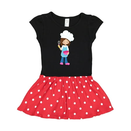 

Inktastic Baking Girl Girl With Chef s Hat Brown Hair Gift Toddler Girl Dress