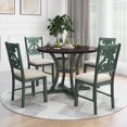 thumbnail image 2 of HANSHE Kitchen Dining Table Set for 4, Farmhouse Dining Set with Round Dining Table and 4 Cushioned Chairs, Wooden Frame 5 Piece Dining Table Set for Kitchen Dining Room Apartment, Antique Blue, 2 of 10