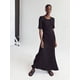 thumbnail image 3 of Vestido largo de punto liso para mujer, Vestidos plisados de manga corta a la moda para primavera y verano, con cuello redondo, 2024, 3 of 5