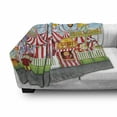 thumbnail image 2 of Circus Soft Flannel Fleece Throw Blanket, Carnival Many Rides and Shops Illustration Landscape Cloudy Sky View Print, Cozy Plush for Indoor and Outdoor Use, 50" x 70", Multicolor, by Ambesonne, 2 of 5