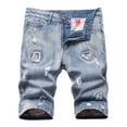 thumbnail image 2 of Athletic Shorts for Men, Men Casual Zipper Middle Waist Pockets Denim Shorts Washed Ripped Half Shorts Pants, 2 of 9