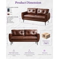 thumbnail image 4 of LAZZO 61“ Faux Leather Loveseat Sofa, Tufted Mid-Century Modern 2-Seater Couch for Living Room, Office or Bedroom, Brown, 4 of 8
