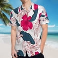 thumbnail image 5 of High Quality Hawaiian Shirts for Men Short Sleeve Aloha Beach Shirt Floral Summer Casual Button Down Shirts Blouses RKW265, 5 of 7