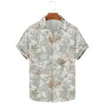 thumbnail image 2 of QIUOMBBP Button Down Shirts for Men Short Sleeve Leaf Printed Casual Tees Loose Stretchy Summer Hawaiian Tshirts Green M, 2 of 6