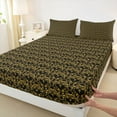 thumbnail image 3 of Feelyou Boho Mandala Damask Full Size Sheets, Black Gold Skeleton Bed Sheets, 4-Piece, 3 of 7