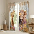 thumbnail image 3 of Feelyou 3D Brown Cow Blackout Curtains Set of 2 (52x84 Each) for Teen, Rustic Farmhouse Animal Window Curtains, Vibrant Groovy Daisy Curtains and Drapes, Black Out Curtains Decor, 3 of 6