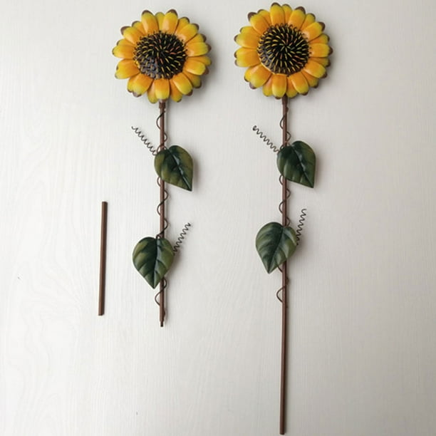 IDEANATEGRATE 2Ud Varillas Decorativas De Jardín Con Girasol Metálico Amarillo Para Uso En Exteriores