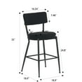 thumbnail image 5 of Set of 2 Modern Teddy Fabric Bar Stools, Metal Base Upholstered High Stool, Stylish and Comfortable Island Seatingwith Black Legs for Kitchen/Dining/Living Room, Black, 5 of 9