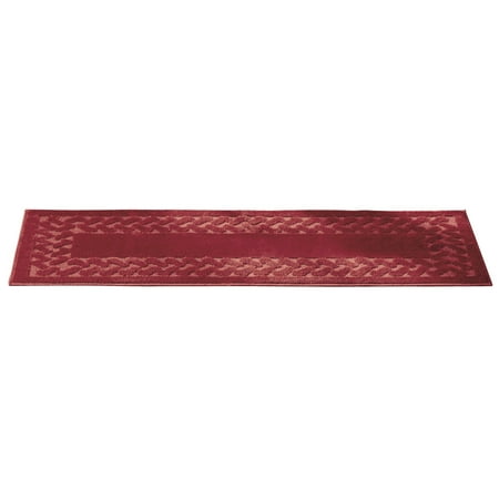 

Collections Etc Herringbone Carpeted Runner Rug Solid-Colored with Plush Decorative Trim Accents and Skid-Resistant Backing for Long Hallway Burgundy Runner