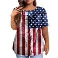 thumbnail image 2 of Patlollav July 4Th Tshirt For Women Plus Size Short Sleeve Tops Stripe Print Oversize Blouses Independence Day Round Neck Tee Shirt, 2 of 6