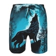 thumbnail image 3 of Balery Blue Full Moon Wolf Traje de Baño Estilo Hawaiano para Hombre, Shorts de Secado Rápido con Bolsillos-X-Large, 3 of 6