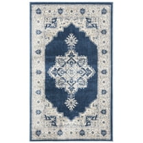 SAFAVIEH Brentwood Salah Oriental Area Rug, Navy/Creme, 4' x 6'