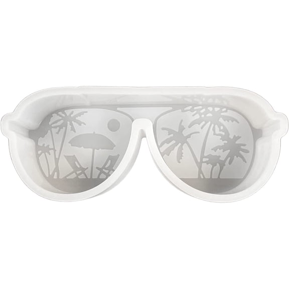 Sunglasses Tropical Beach Palm Tree Scene Summer Car Freshie Silicone Mold 5x2.5x1 for Scented Aroma Beads Resin, Car Candle, Oven Safe Heat Resistant to 400 F