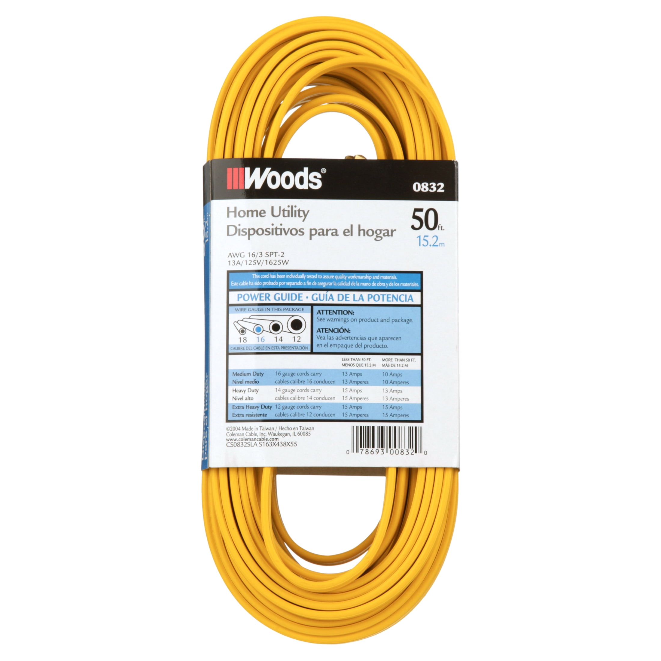Woods 0832 SPT-2 16/3 Flat Utility Extension Cord, Yellow Woods 0832 SPT-2 16/3 Flat Utility Extension Cord, Yellow