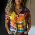 thumbnail image 2 of Women's Tops, Tees & Blouses Printed Cotton Short Sleeve Button Down Womens Spring Summer Shirts, 2 of 4