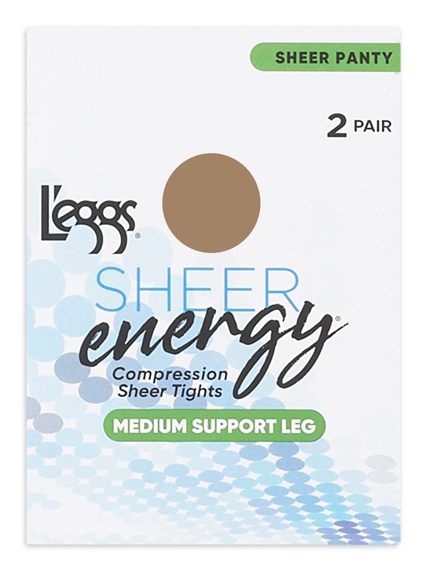 L'eggs Sheer Energy Medium Leg Support Sheer Panty Sheer Toe Tights, 2 Pair  