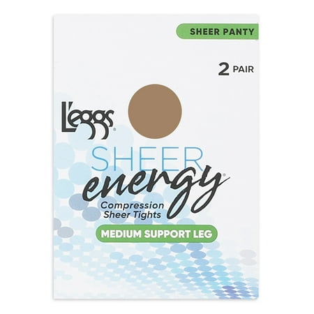 Size Q L Eggs Sheer Energy Sheer Panty Medium Support Leg  2 Pack