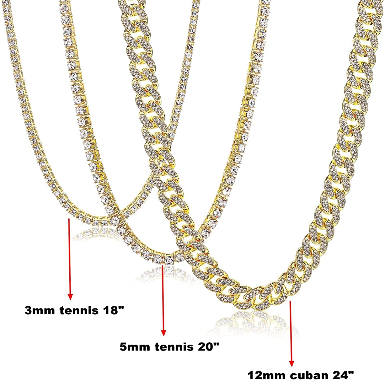 HH BLING EMPIRE Silver Gold Cuban Link Chain for Men/Women, Iced Out Mens  Diamond Chain Necklace-12mm Miami Cuban Link Chains Hip Hop Jewelry  (Bracelet Cuban A-Silver-7.5)