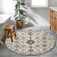 thumbnail image 4 of 4ft Washable Round Rug, Boho Non-Slip Circle Area Rug for Living Room Bedroom, Retro Indoor Floor Mat for Home Decor, 4 of 9