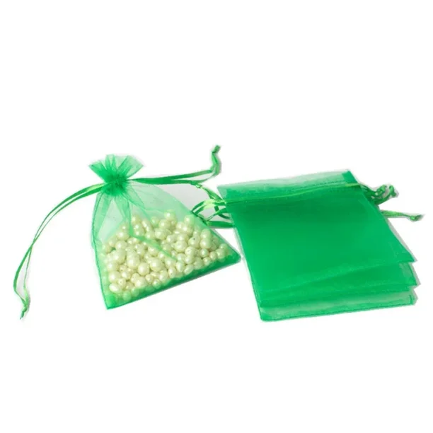 Bolsa de regalo de Organza 20-100 para joyería, bolsas blancas con cordón para boda, bolsas de regalo de dulces de Navidad, bolsa de Organza para embalaje de joyería