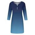thumbnail image 4 of Robes de Vacances pour Femmes Robe Courte à Manches Longues Dégradé Mini Robe Décontractée Ample Fluide Automne P-68 Bleu Foncé 3TG, 4 of 5
