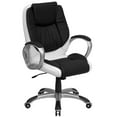 thumbnail image 1 of Mid-Back Black and White Leather Executive Swivel Office Chair with Arms, 1 of 6