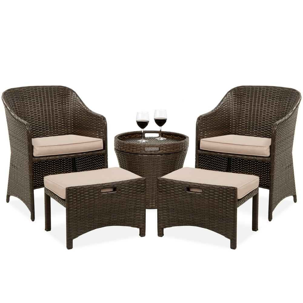 Best Choice Products 5Piece Outdoor Wicker Patio Bistro Space Saving