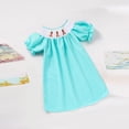 thumbnail image 5 of ZEHJUHAN Girl's Bunny Bow Embroidered Ruffle Detail Dress, Short Sleeve Round Neck Party A-Line Dress Blue，2Y, 5 of 14