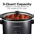 thumbnail image 3 of 3qt Slow Cooker : 3-Setting Small Appliance, 3 Quart Capacity, Metal, Black, Hand Wash, 3 of 8