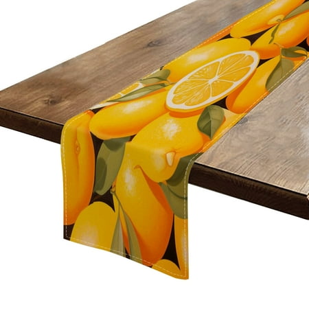 

BaHomeck Table Runner 13*72 In Set Of 1 Place Sliced Lemons In Bright Pile Of Lemons High Density Cotton Linens Machine Washable Table Runner For Kitchen Dining Table Coffee Table Decor
