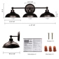 thumbnail image 4 of Lucere 3-Light Industrial Bathroom Vanity Light, Industrial Wall Sconce Bathroom Lighting, Oil Rubbed Bronze Finish with Frosted Glass Shade, Indoor Wall Lamp with Black Metal Shade, 4 of 7