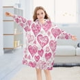 thumbnail image 5 of Wearable Blanket with Sleeves and Pocket Oversized Hooded Sweatshirt 3-14 YR Pink and Red Hearts Pattern L, 5 of 7