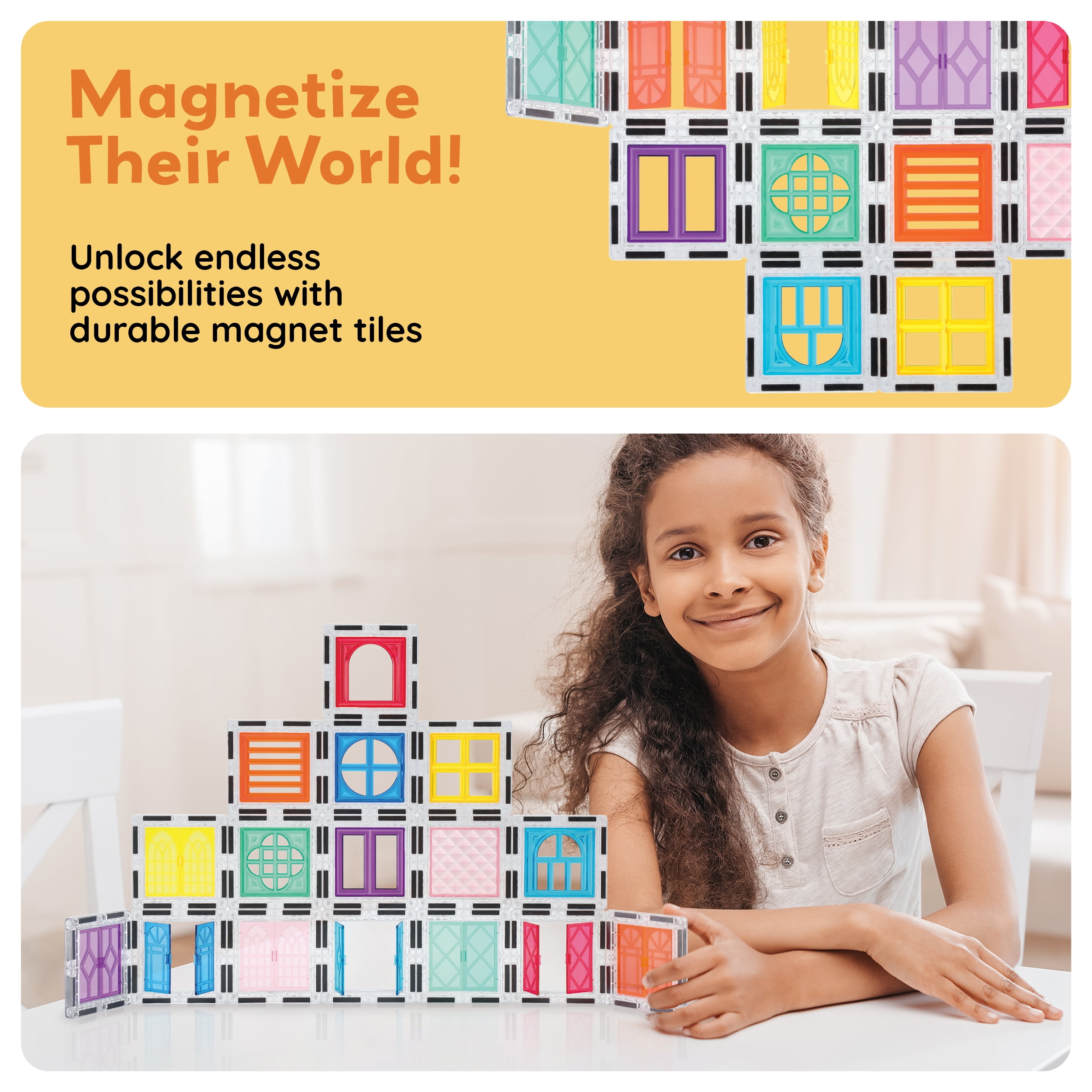 ナリス　moo＊3点セット PICASSO TILES, Window & Door Magnetic Blocks, 30 pcs STEM