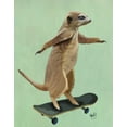 thumbnail image 2 of Fab Funky 12x14 Gold Ornate Wood Framed with Double Matting Museum Art Print Titled - Meerkat On Skateboard, 2 of 4
