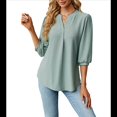 thumbnail image 1 of Blusas Informales de Verano para Mujer, con Cuello en V, Corta, Encaje Calado y Bonitas Blusas de Negocios Judías L, 1 of 7