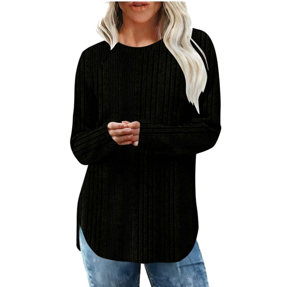 Akafmk Womens Long Sleeve Maternity Tops,Women's Maternity Solid Color Crew Neck Raglan Sleeves Long Sleeve Asymmetrical Fleece Hem Slit Loose Tshirt Tops