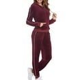thumbnail image 4 of Puntoco Conjunto de pantalones deportivos informales con bolsillo y capucha de color sólido para mujer Puntoco Puntoco-6124, 4 of 7