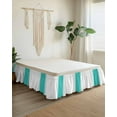thumbnail image 2 of Teal Bed Skirt King Size 18" Drop Stripes Solid Color Ruffled Wrap Around Bed Skirts Adjustable Elastic Bedskirt Dust Ruffle for King Size Bed, 2 of 7