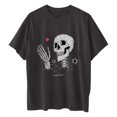 thumbnail image 4 of Pntutb Blusa de manga corta con estampado de calavera, sol y luna, estilo vintage, para mujer Pntutb Pntutb-3094, 4 of 9